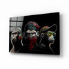 3 Wise Monkeys - Neon Lines Glass Wall Art || Designer Collection by Insigneart USA