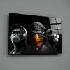 3 Wise Monkeys Chrome Edition Glass Wall Art || Designer Collection by Insigneart USA