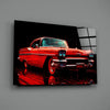 Vintage Red Coupe Glitch Glass Wall Art by Insigneart USA