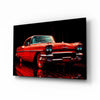 Vintage Red Coupe Glitch Glass Wall Art by Insigneart USA