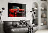 Vintage Red Coupe Glitch Glass Wall Art by Insigneart USA