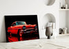 Vintage Red Coupe Glitch Glass Wall Art by Insigneart USA