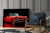 Vintage Red Coupe Glitch Glass Wall Art by Insigneart USA