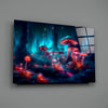 Neon Mushroom Forest Glass Wall Art || Designer Collection by Insigneart USA