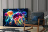 Neon Jellyfish Glass Wall Art || Designer Collection by Insigneart USA