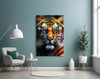 Face of the Tiger Glass Wall Art|| Designer's Collection by Insigneart USA