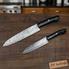 Handmade Japanese Damascus Knife Set, Chef Gyuto and Petty Utility Knives, Black Handle by JW SteelCrafts