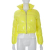 Durable Faux PU Leather Bubble Puffer Winter Warm Jacket Women Coats Long Sleeve Outerwear Zipper Casual Slim jacket by Stevvex