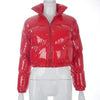 Durable Faux PU Leather Bubble Puffer Winter Warm Jacket Women Coats Long Sleeve Outerwear Zipper Casual Slim jacket by Stevvex