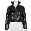 Durable Faux PU Leather Bubble Puffer Winter Warm Jacket Women Coats Long Sleeve Outerwear Zipper Casual Slim jacket by Stevvex