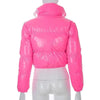 Durable Faux PU Leather Bubble Puffer Winter Warm Jacket Women Coats Long Sleeve Outerwear Zipper Casual Slim jacket by Stevvex