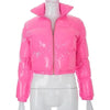 Durable Faux PU Leather Bubble Puffer Winter Warm Jacket Women Coats Long Sleeve Outerwear Zipper Casual Slim jacket by Stevvex