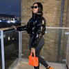 Durable Faux PU Leather Bubble Puffer Winter Warm Jacket Women Coats Long Sleeve Outerwear Zipper Casual Slim jacket by Stevvex
