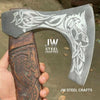 Hand-Engraved Viking Bearded Axe with Carved Hardwood Handle – Damascus Steel Blade | JW SteelCrafts by JW SteelCrafts