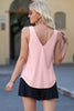 Light Pink Eyelet Knit Patterned Loose V Neck Tank Top by Wild and Free Boutique