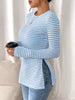 Slit Striped Long Sleeve Casual T-Shirt by Simply Love