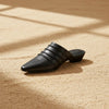 Handmade Sheepskin Ruched Mule Slides – Square Toe Low Heel by FitiqueFit