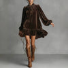 Women’s Bow-Tie Puff Sleeve Dress – Elegant Asymmetric Ruffle Hem Short Dress by FitiqueFit