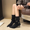 Pointed Toe Suede Stiletto Heel Ankle Boots Women by FitiqueFit