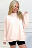 Bright Pink Oversize Blessed Embroidered Mock Neck Sweatshirt by Wild and Free Boutique