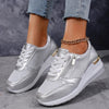 Metallic Lace-Up Side Zipper Thick-Sole Sneakers – 3 Colors EU 37–44 by FitiqueFit