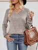 Ribbed Knit V-Neck Long Sleeve T-Shirt by Simply Love