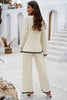 Devine Contrast Trim Round Neck Top and Pants Set by Wild and Free Boutique