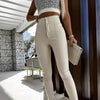 Women's Solid Color Slim Fit Fashionable Button Up Leggings by FitiqueFit