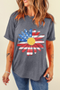 Gray Flag Pattern Sunflower Graphic Crew Neck Tee by Wild and Free Boutique