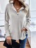 Ribbed Knit Button Detail Long Sleeve T-Shirt by Simply Love