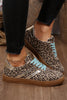 Coffee Faux Suede Leopard Print Sleek PU Leather Detail Lace Up Sneakers by Wild and Free Boutique