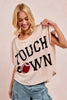 BiBi Game Day Touchdown Letter Patches Waffle Short Top by Wild and Free Boutique