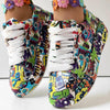 Round-Toe Thick-Sole Lace-Up Sneakers — Women’s Casual Print Shoes by FitiqueFit