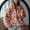 Winter Flowers Lambskin Sweatshirt Women | Cozy Zip-Up Pocket Pullover by FitiqueFit