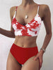 Coastal Flair V-Neck Bikini Set – Eye-Catching Random Print Two-Piece Chic Swimsuit with Spaghetti Straps High Cut Shorts and Ultra-Stretch Comfort – Women’s Summer Swimwear for Beach Days & Casual Poolside Vibes by Stevvex