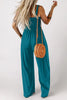 Peacock Blue Smocked Square Neck Sleeveless Jumpsuit with Pockets by Wild and Free Boutique