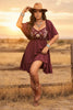 Women's Floral Embroidered Ruffle Short-Sleeve Midi Dress by FitiqueFit