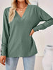 Plus Size V-Neck Textured Long Sleeve T-Shirt by Simply Love