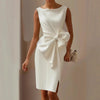 Women's Bow-Knot Sleeveless Midi Dress – High Waist A-Line by FitiqueFit