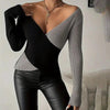 Women's Elegant V-Neck Cross Front Sweater by FitiqueFit