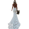 Women's Simple Slim Fit Backless Fishtail Strap Wedding Dress