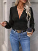 V-Neck Ruched Long Sleeve Blouse by Wild and Free Boutique