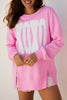 Pink Bow Sequin XOXO Letter Graphic Exposed Seam Baggy Sweatshirt by Wild and Free Boutique