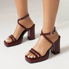 Square-Toe Buckle Strap High Heels – Elegant Thin-Strap Summer Block Heels by FitiqueFit
