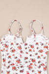 Floral Frilled Trim Spaghetti Straps Bodysuit