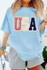 Light Blue USA Patriotic Printed T Shirt by Wild and Free Boutique
