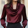 Women's Elegant Draped Neck Blouse by FitiqueFit
