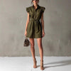 Women's Drop-Shoulder Polo Neck Lace-Up Mini Dress – Slim Fit by FitiqueFit