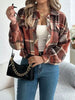 Classic Plaid Button Up Long Sleeve Jacket Women Cozy Trendy Everyday Wear Simple Jacket by Stevvex