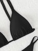 Bikini Solid Color Triangle V Neck 2 Piece Bikini Set for Women – Stretchy Double Strap Tie Back V String Swimwear with Lace Up Detail – Flattering Beach Vacation Swimsuit for Confident Summer Style and Poolside Fashion by Stevvex